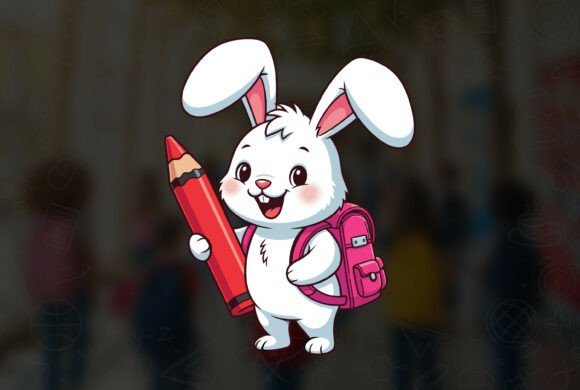 07 Bunny Back to School Vector Design: Graphics & Print Templates