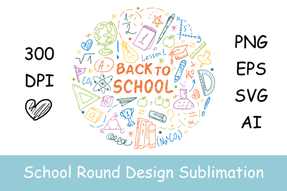 Back to School Round Design PNG, SV