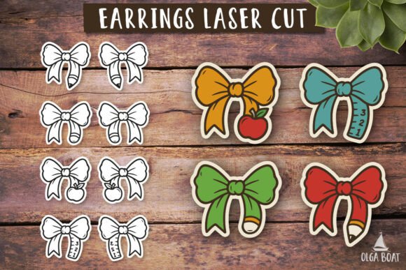 Back to School Teacher Bow Earrings Graphics & Crafts