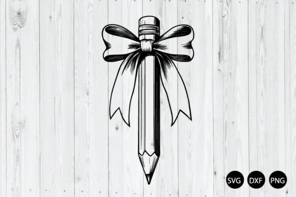 Coquette Pencil Bow SVG, Back to School