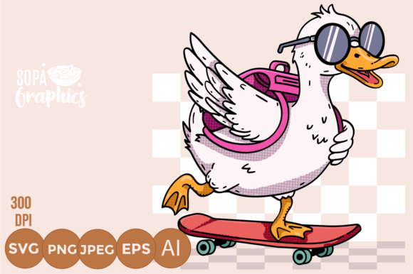 Funny Back to School Skateboard Goose Graphics