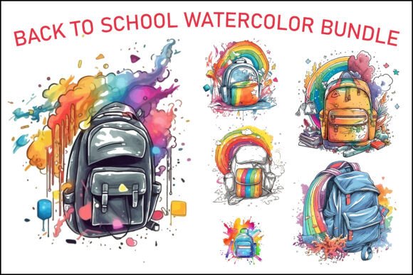 Water Color Back to School Bundle Design